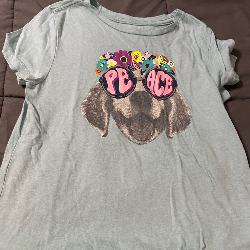 Old Navy Light Blue Tee with Floral Design